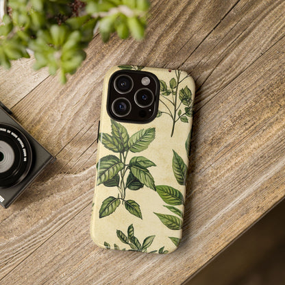 Botanical Leaves Tough Phone Case — Vintage Green Plant Print