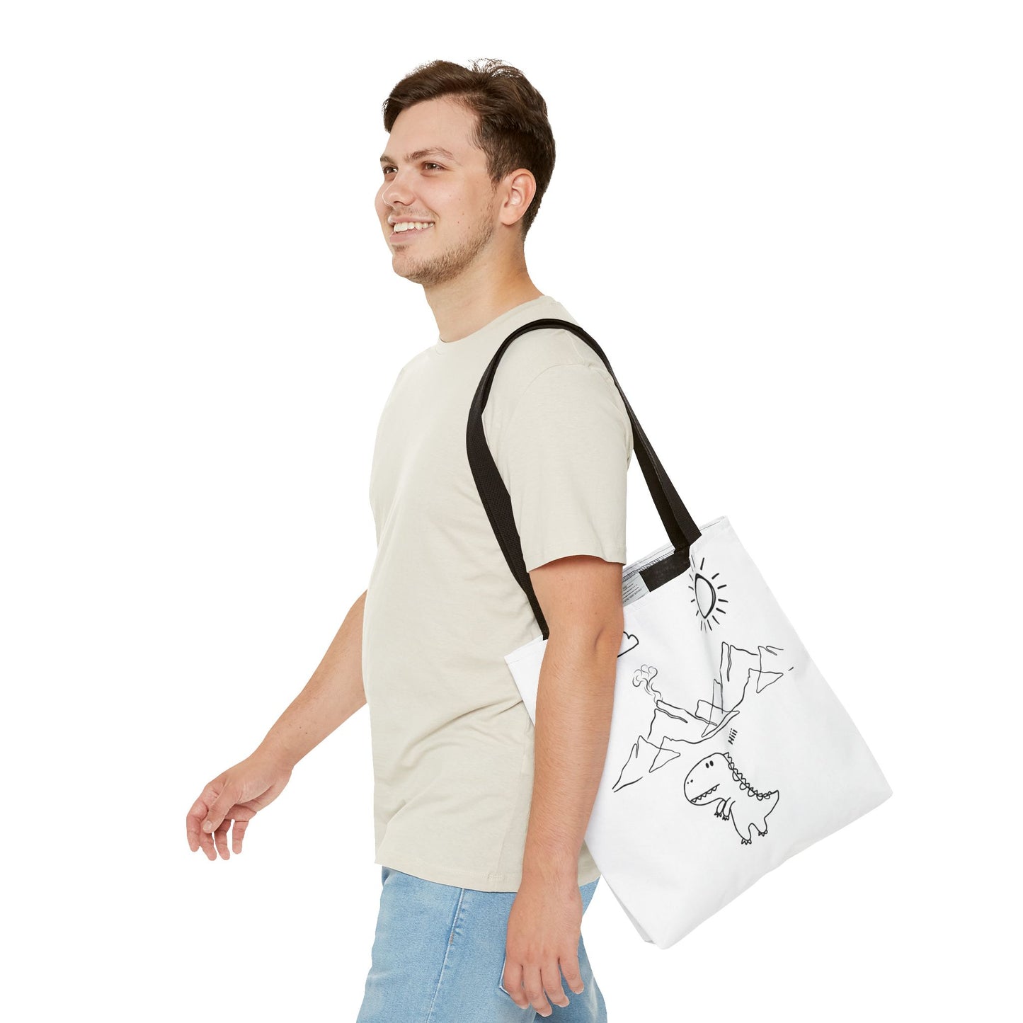 Tote Bag .Dinosaurs,white and black , perfect for gifts for her, perfect gifts for him.