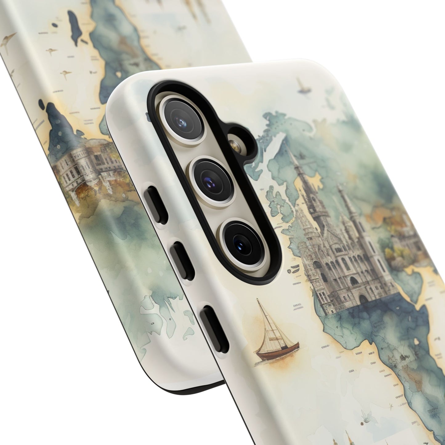 Hard Phone Case — Watercolor Fantasy Map Castle Design
