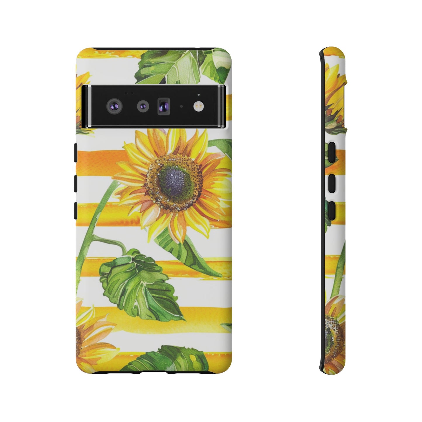 Sunflower Stripes Phone Case - Bright Floral Tough Case