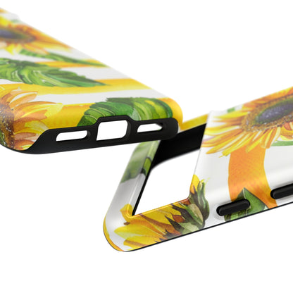 Sunflower Stripes Phone Case - Bright Floral Tough Case