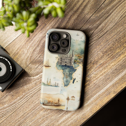 Hard Phone Case — Watercolor Fantasy Map Castle Design