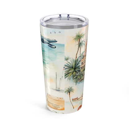 20oz Travel Tumbler — Vintage Fantasy Map with Castles & Sailing Ships