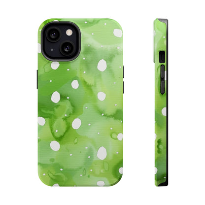 Green Watercolor Polka Dot Magnetic Impact Phone Case