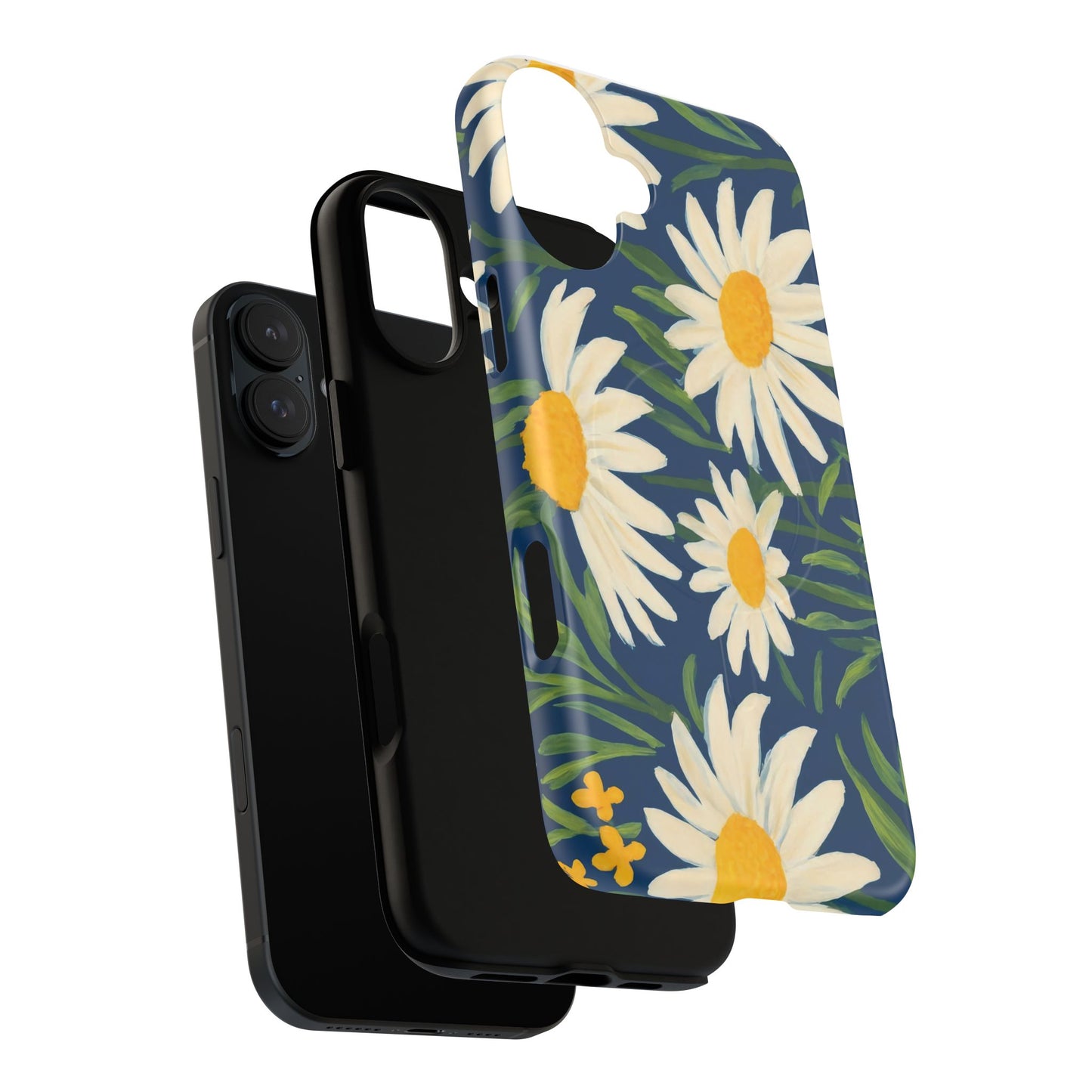 Daisy Floral IPhone Case-Tough Magnetic Cover ,Glossy Finish ,Retro Botanical Flower  Design.