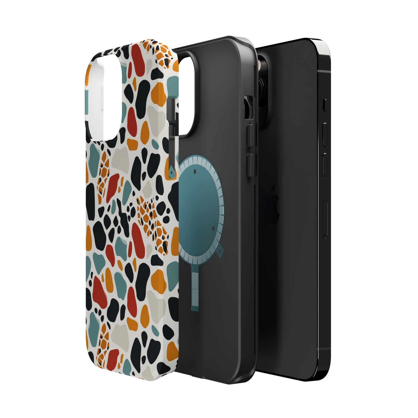 Terrazzo Pattern Magnetic Impact Phone Case — Colorful Retro Pebble Design