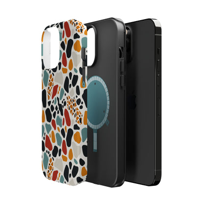 Terrazzo Pattern Magnetic Impact Phone Case — Colorful Retro Pebble Design