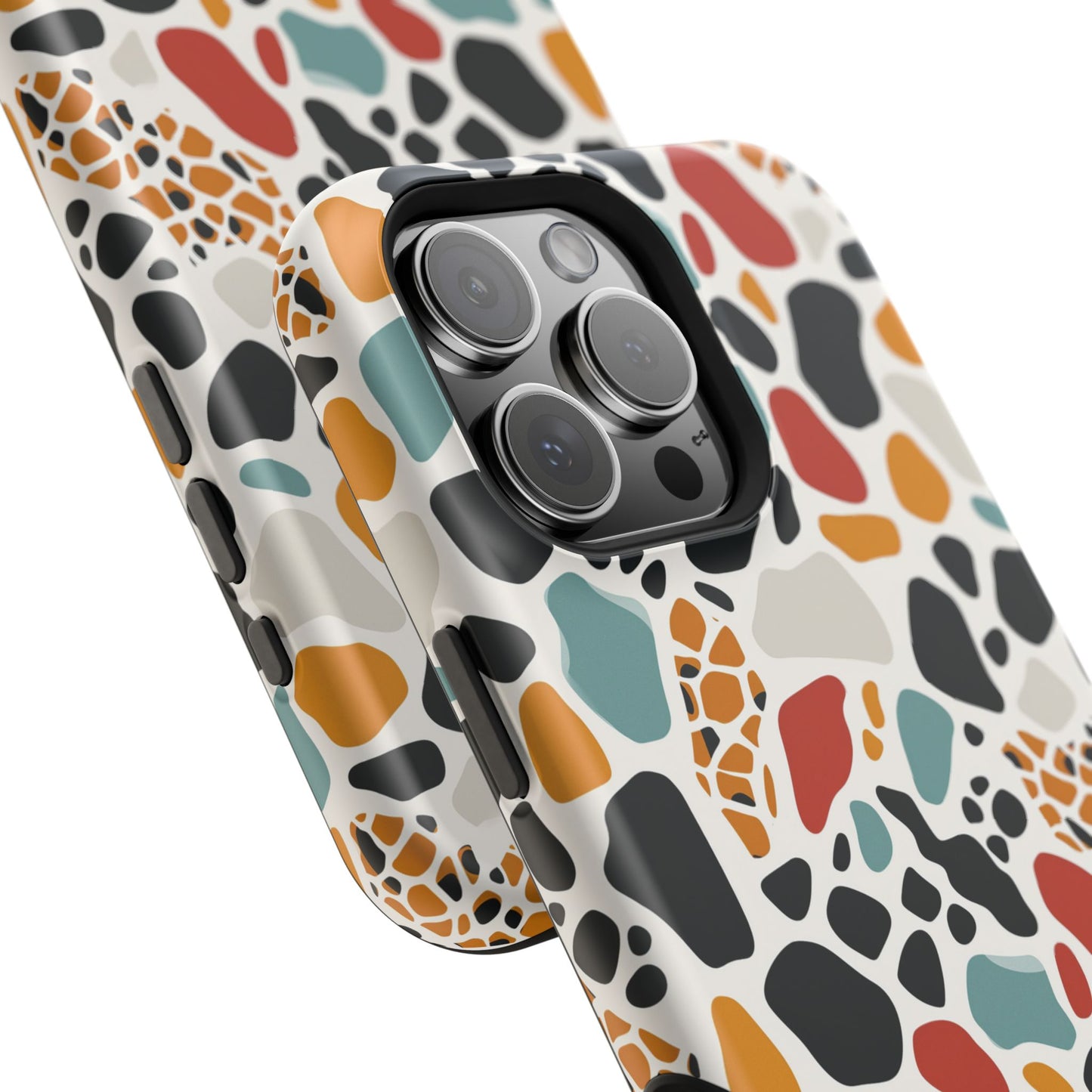 Terrazzo Pattern Magnetic Impact Phone Case — Colorful Retro Pebble Design