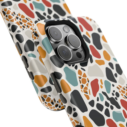 Terrazzo Pattern Magnetic Impact Phone Case — Colorful Retro Pebble Design