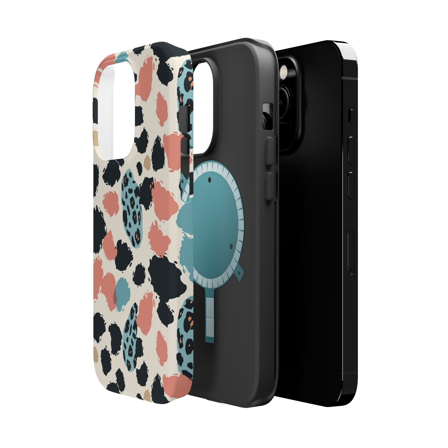 Leopard Splash Magnetic Impact Phone Case — Teal & Coral Animal Print