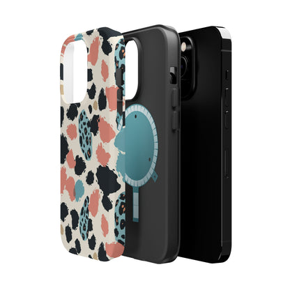 Leopard Splash Magnetic Impact Phone Case — Teal & Coral Animal Print