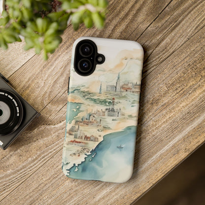 Hard Phone Case — Watercolor Fantasy Map Castle Design