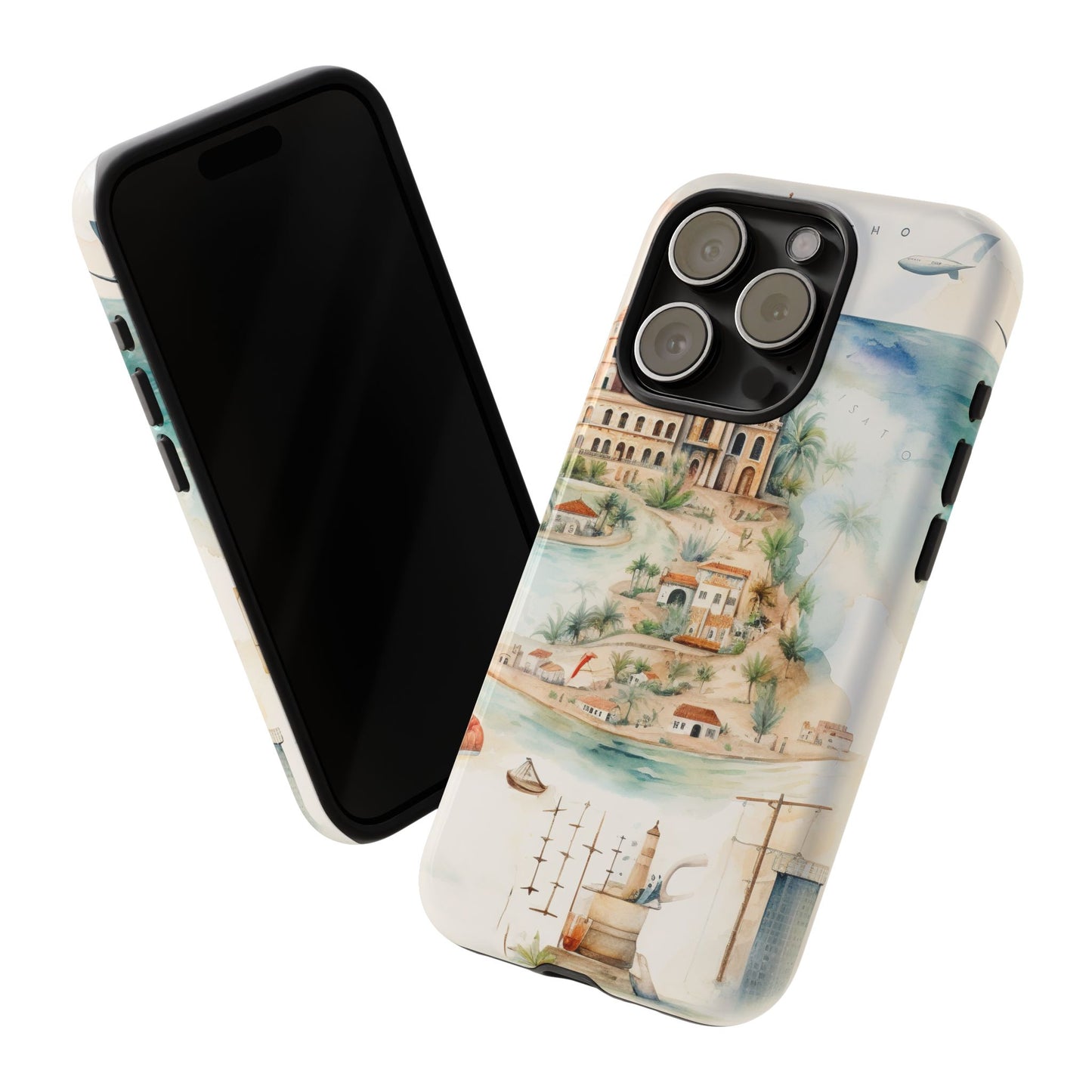 Hard Phone Case — Watercolor Fantasy Map Castle Design