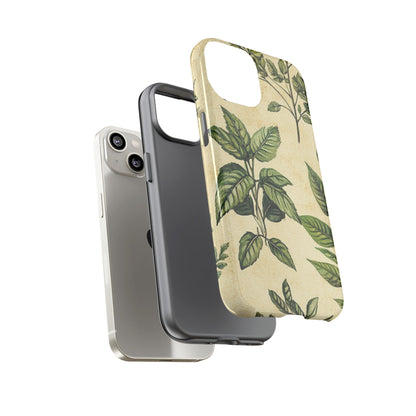 Botanical Leaves Tough Phone Case — Vintage Green Plant Print