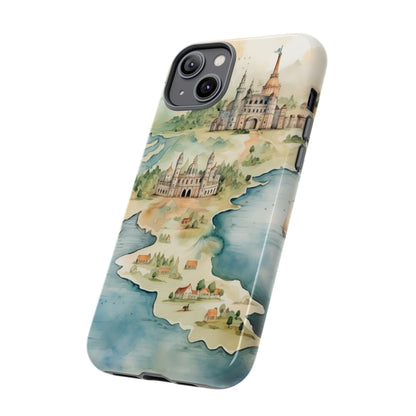 Hard Phone Case — Watercolor Fantasy Map Castle Design