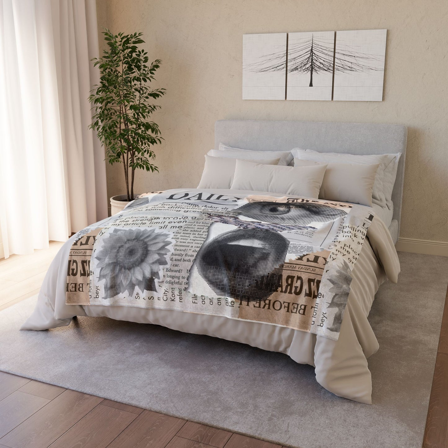 Artistic Polyester Blanket with Newspaper Design, Cozy Throw Blanket for Home Decor, Unique Gift for Art Lovers, Soft Bedspread, Warm [...]