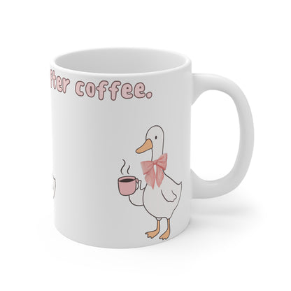 Cute Duck Coffee Mug - 'I'm Only Cute After Coffee',the perfect gift for her ,for Coffe lovers .