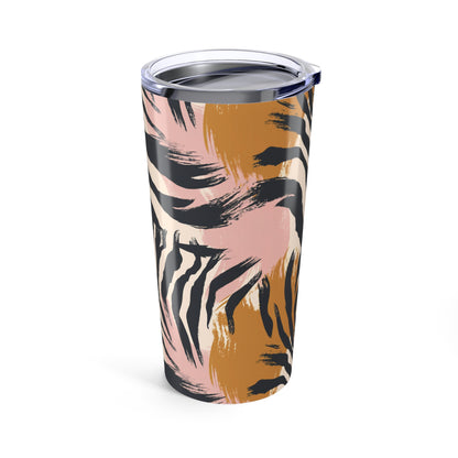 Zebra Print 20oz Tumbler — Pink & Mustard Animal Pattern Insulated Travel Cup