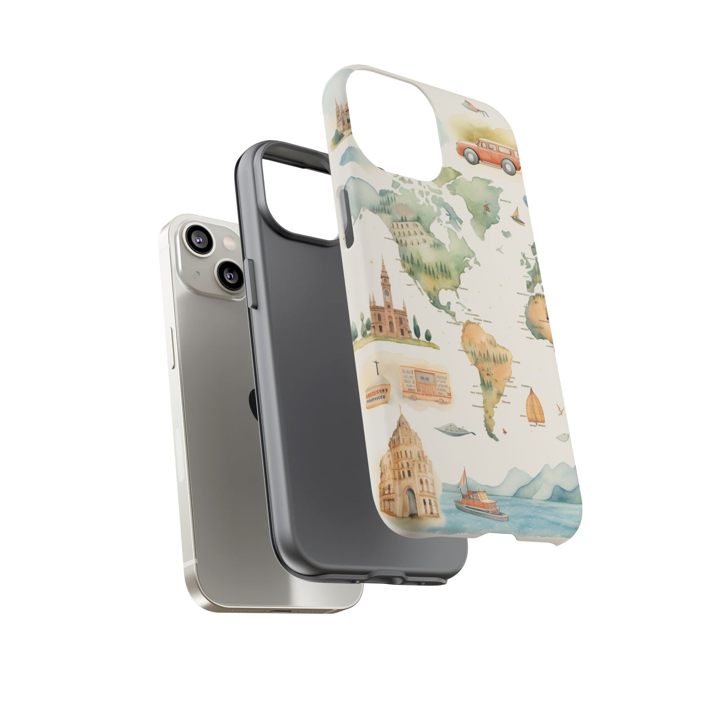 Hard Phone Case — Watercolor Fantasy Map Castle Design