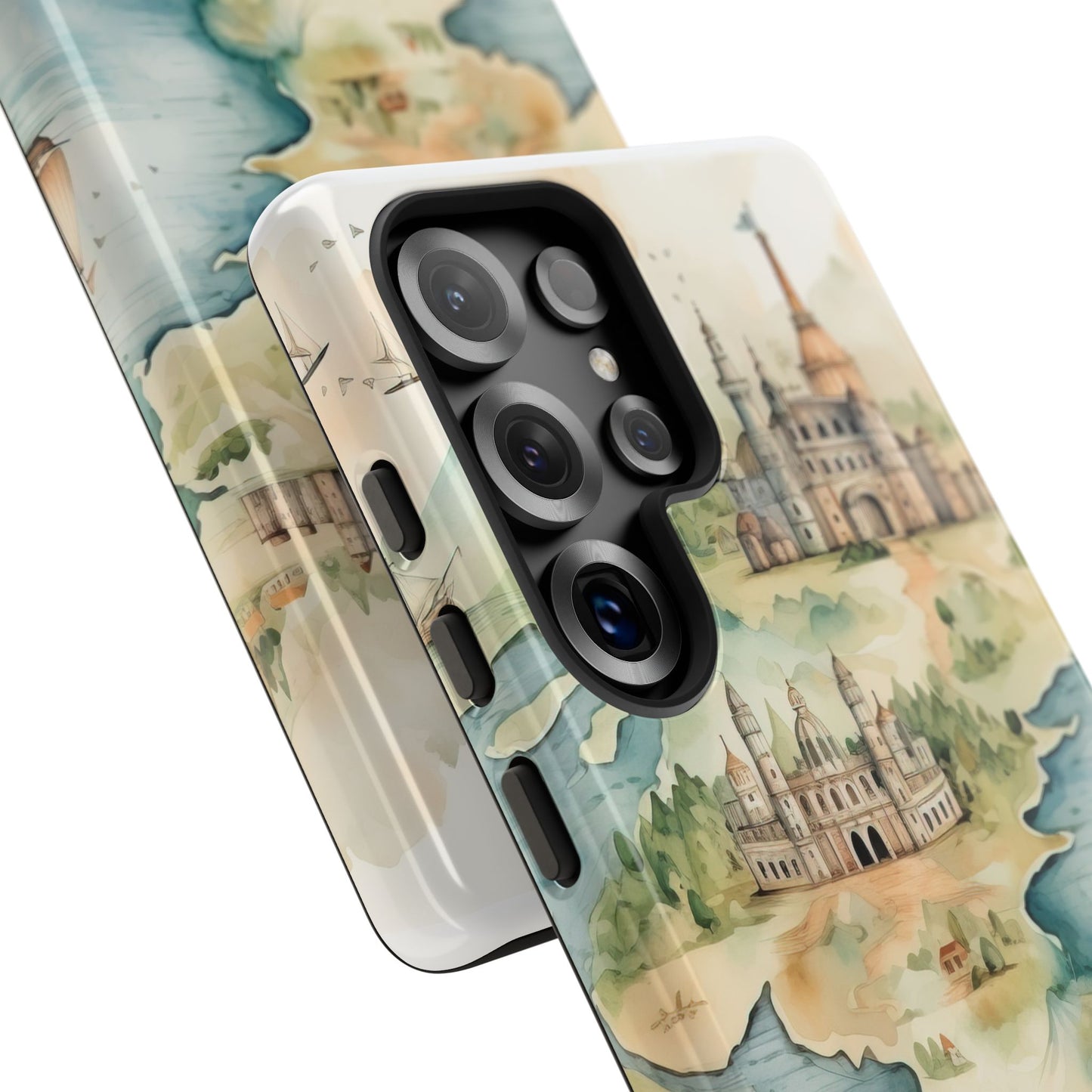 Hard Phone Case — Watercolor Fantasy Map Castle Design