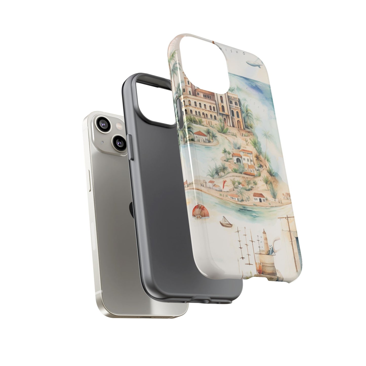 Hard Phone Case — Watercolor Fantasy Map Castle Design