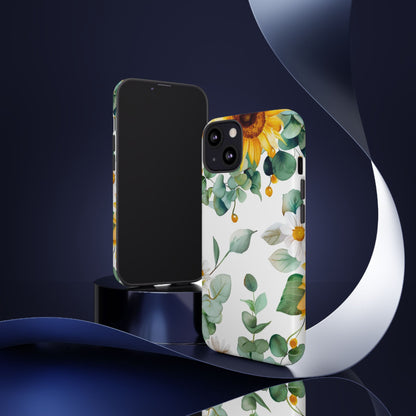 Sunflower & Eucalyptus Tough Phone Case — Protective Floral iPhone Case
