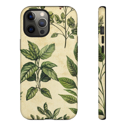 Botanical Leaves Tough Phone Case — Vintage Green Plant Print