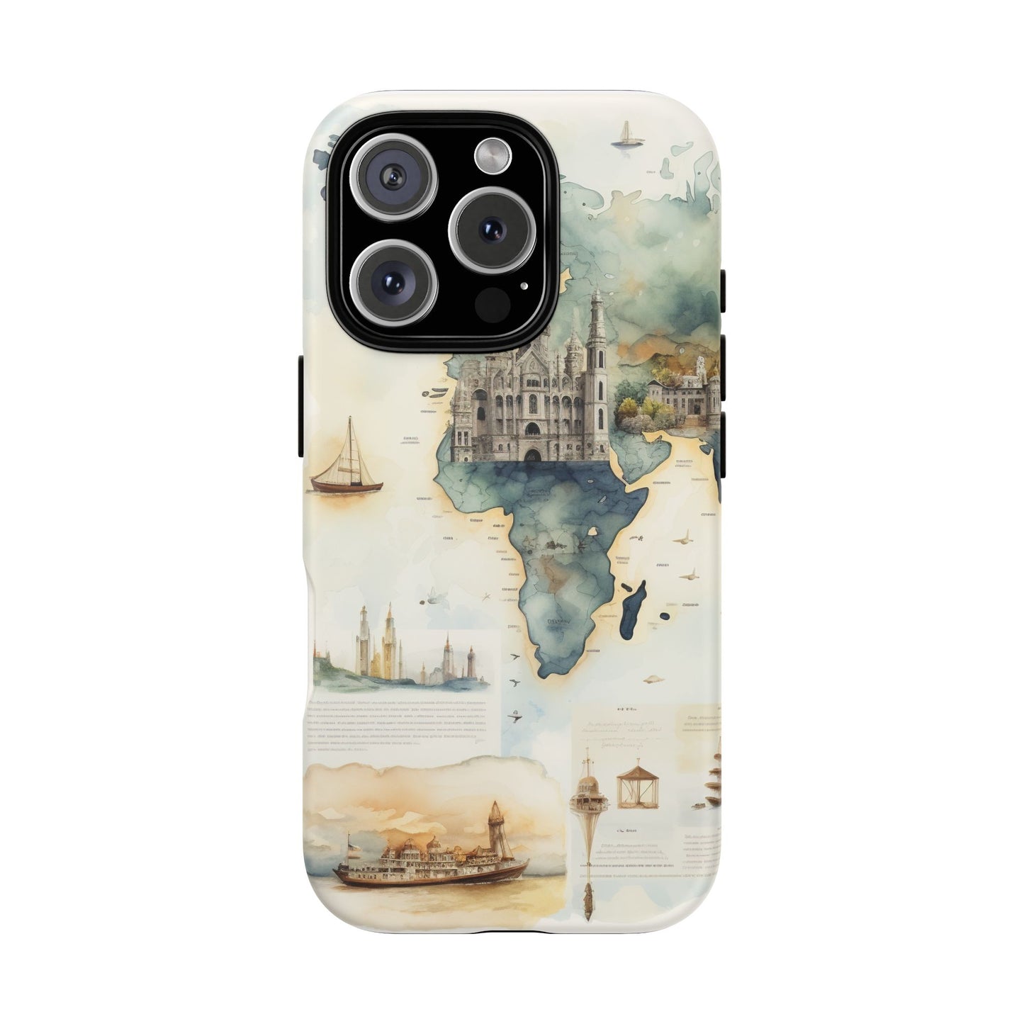 Hard Phone Case — Watercolor Fantasy Map Castle Design