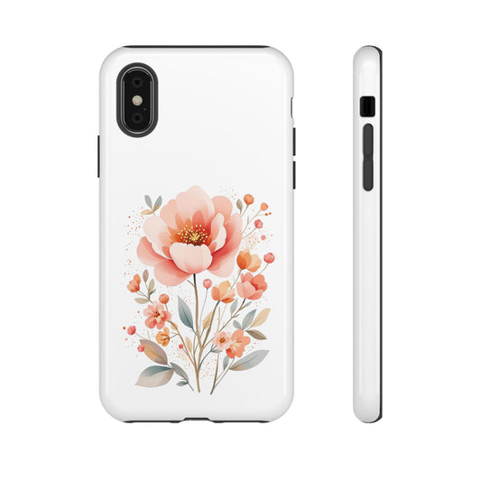 Floral Tough Case — Coral Watercolor Peony Phone Case