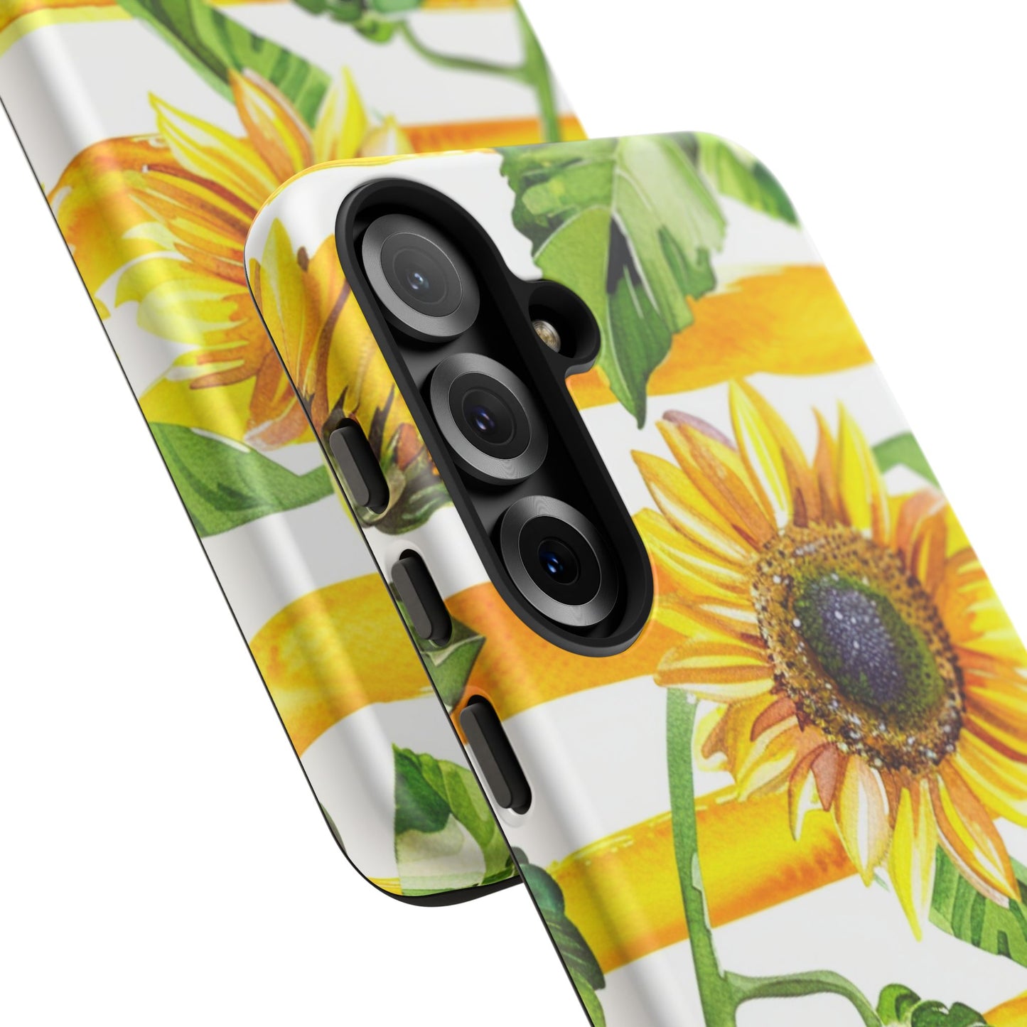 Sunflower Stripes Phone Case - Bright Floral Tough Case