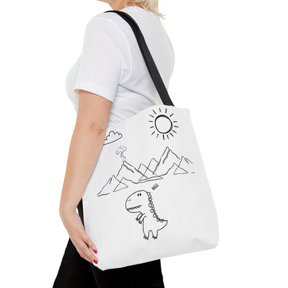 Tote Bag .Dinosaurs,white and black , perfect for gifts for her, perfect gifts for him.