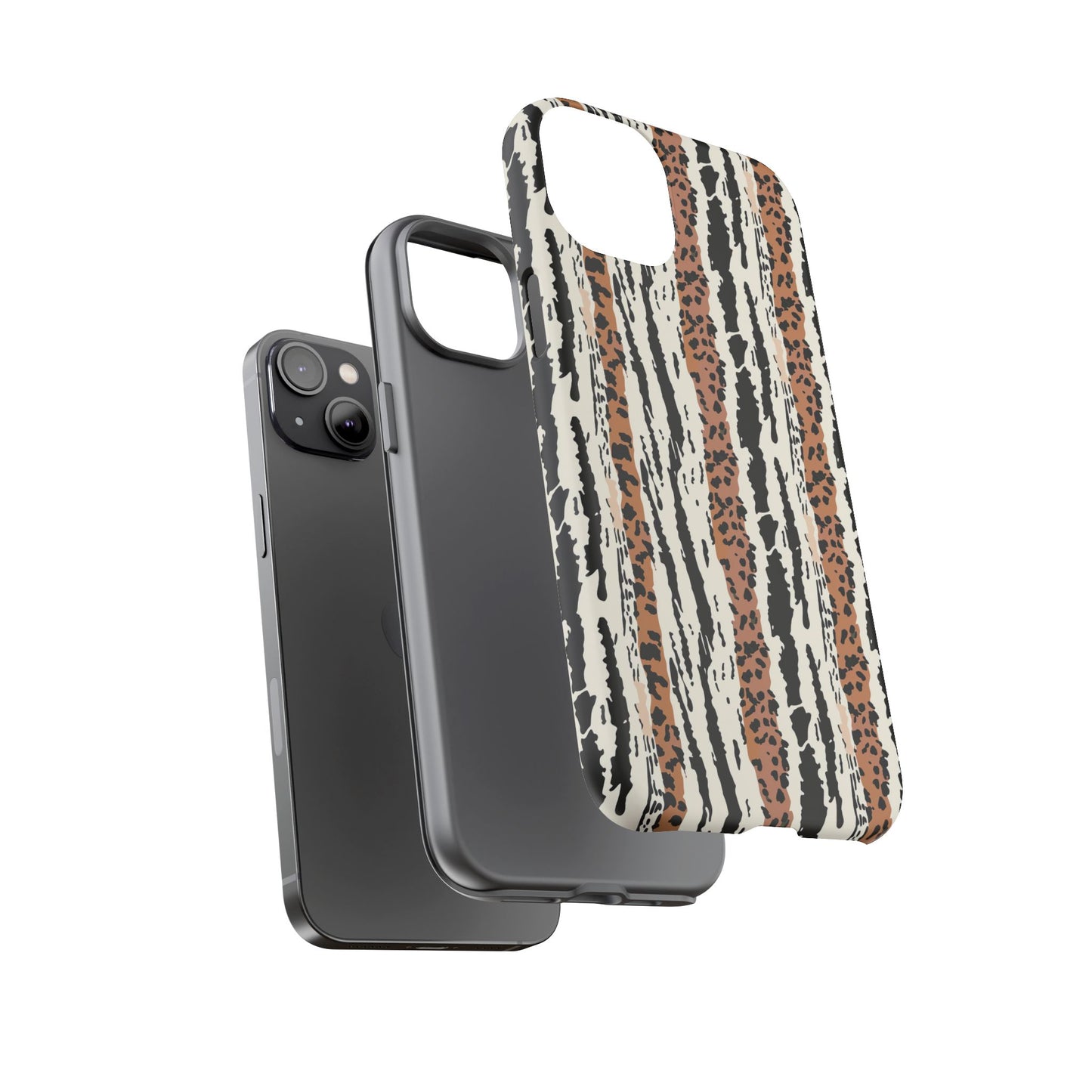 Animal Stripe Phone Case — Leopard & Zebra Pattern Tough Protective Cover,Africa Pattern .