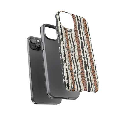 Animal Stripe Phone Case — Leopard & Zebra Pattern Tough Protective Cover,Africa Pattern .