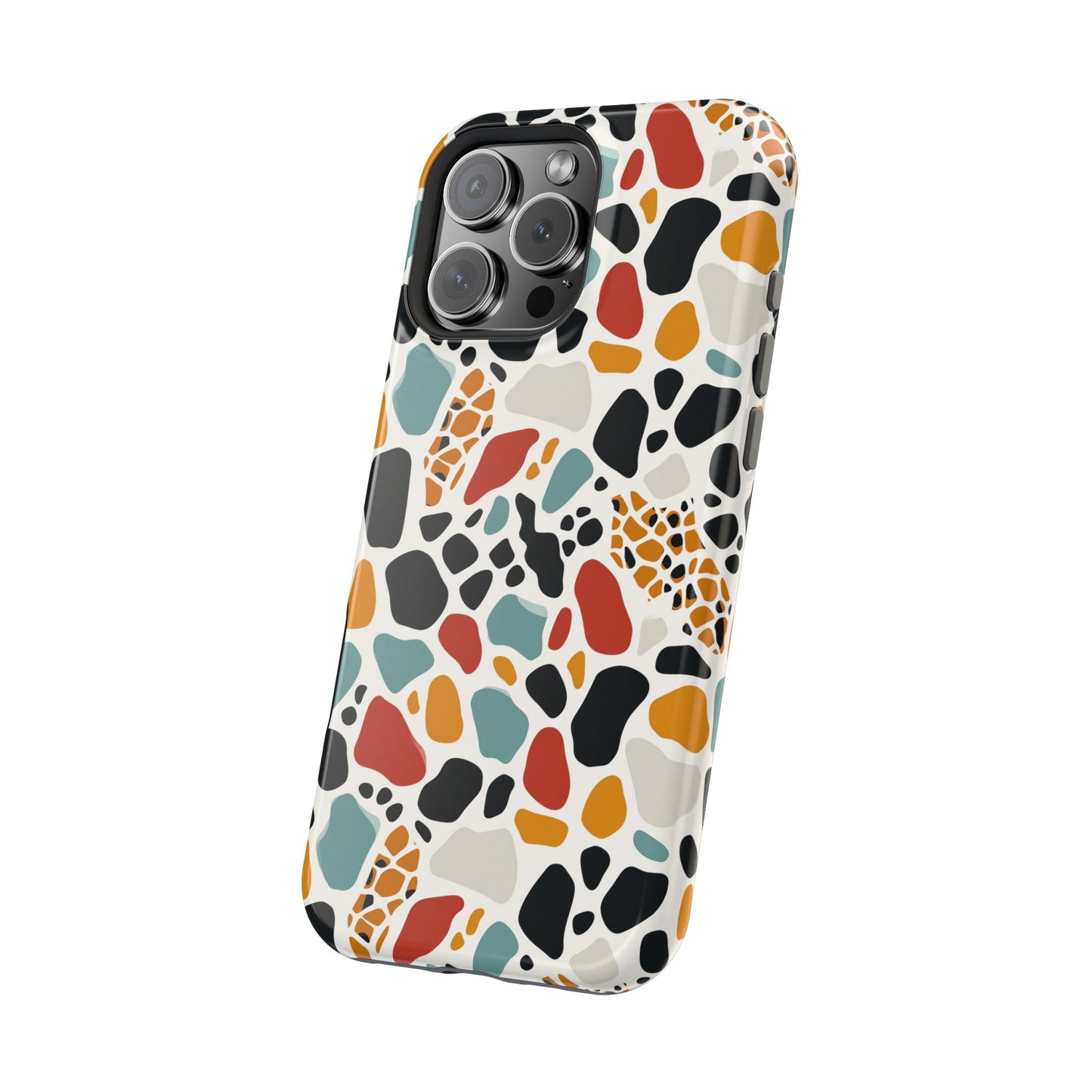 Terrazzo Pattern Magnetic Impact Phone Case — Colorful Retro Pebble Design