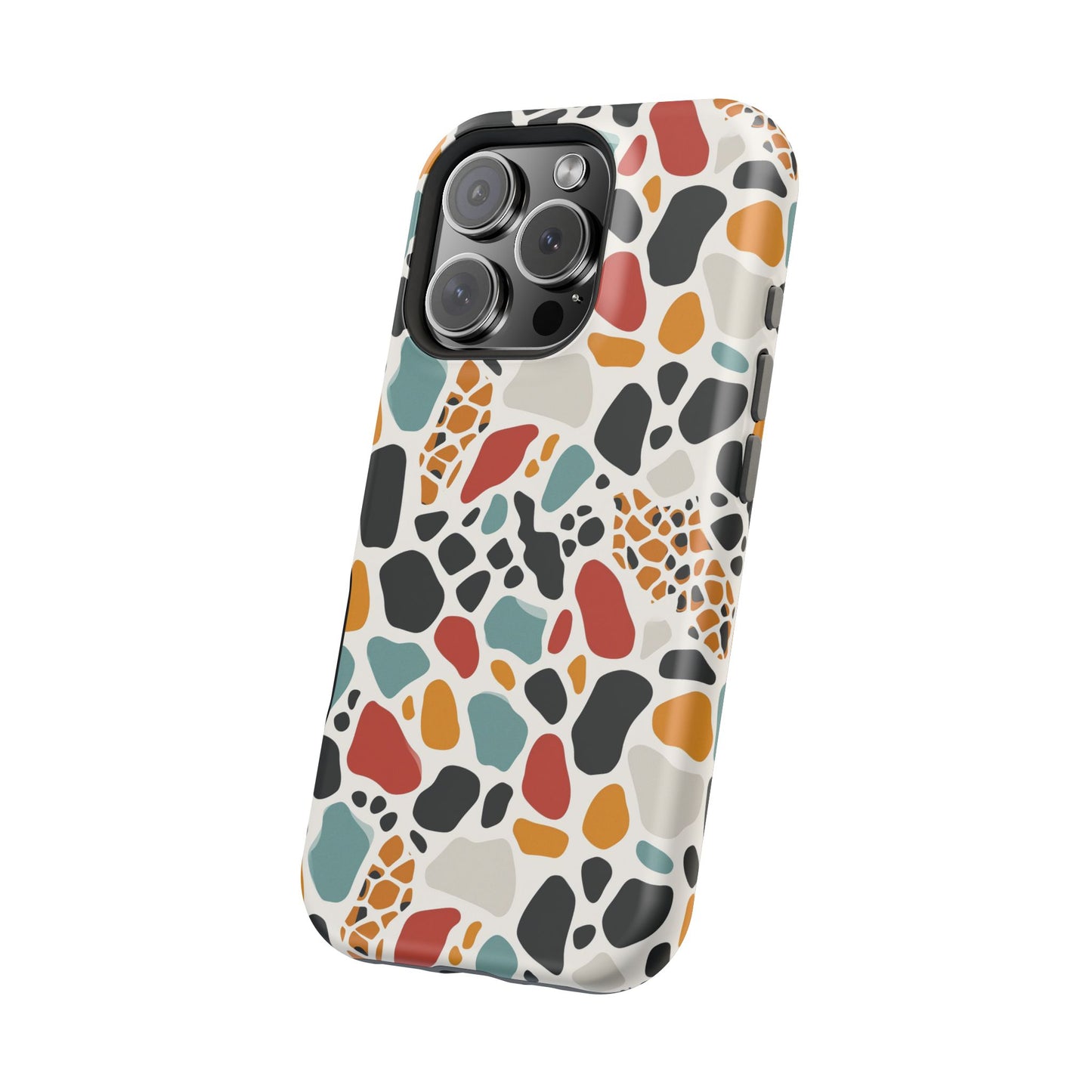 Terrazzo Pattern Magnetic Impact Phone Case — Colorful Retro Pebble Design