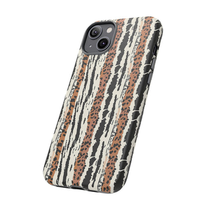 Animal Stripe Phone Case — Leopard & Zebra Pattern Tough Protective Cover,Africa Pattern .