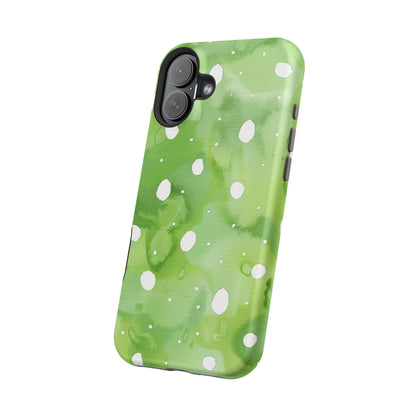 Green Watercolor Polka Dot Magnetic Impact Phone Case