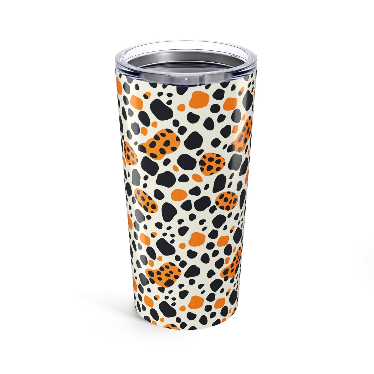 20oz Leopard Print Tumbler — Orange & Black Animal Spot Travel Cup
