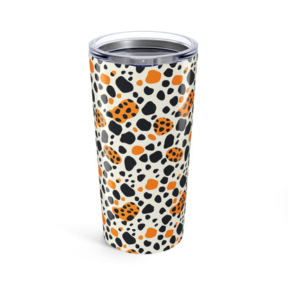 20oz Leopard Print Tumbler — Orange & Black Animal Spot Travel Cup