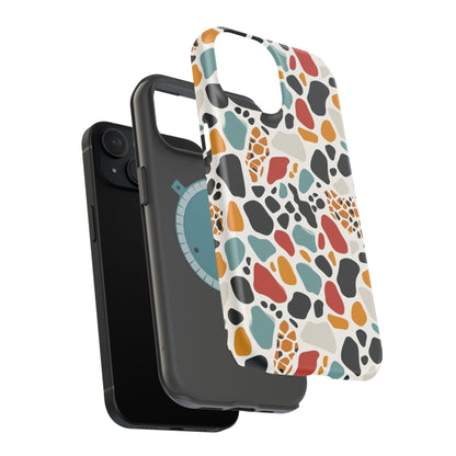 Terrazzo Pattern Magnetic Impact Phone Case — Colorful Retro Pebble Design