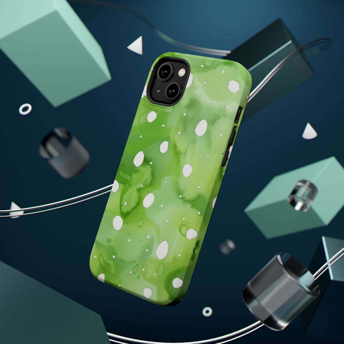Green Watercolor Polka Dot Magnetic Impact Phone Case