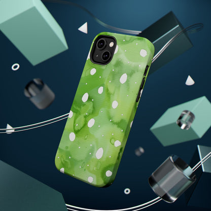 Green Watercolor Polka Dot Magnetic Impact Phone Case