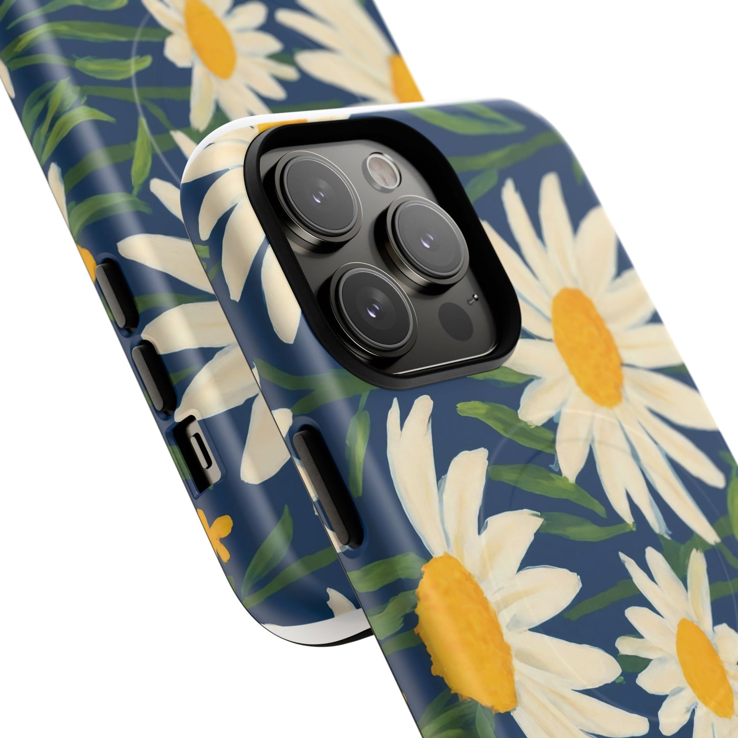 Daisy Floral IPhone Case-Tough Magnetic Cover ,Glossy Finish ,Retro Botanical Flower  Design.
