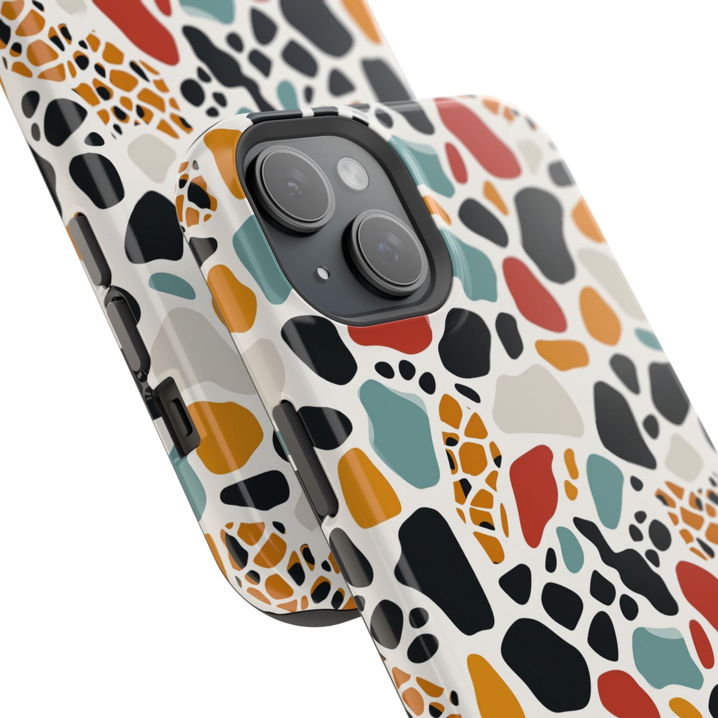 Terrazzo Pattern Magnetic Impact Phone Case — Colorful Retro Pebble Design