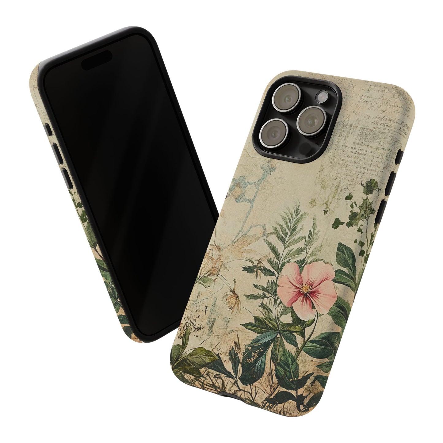 Floral Vintage Tough Case – Botanical Protective Phone Cover,Plants Lovers