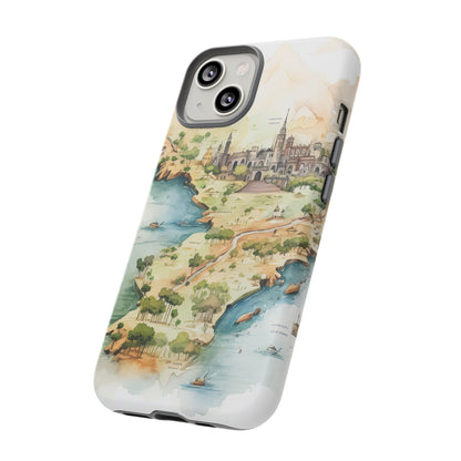 Hard Phone Case — Watercolor Fantasy Map Castle Design