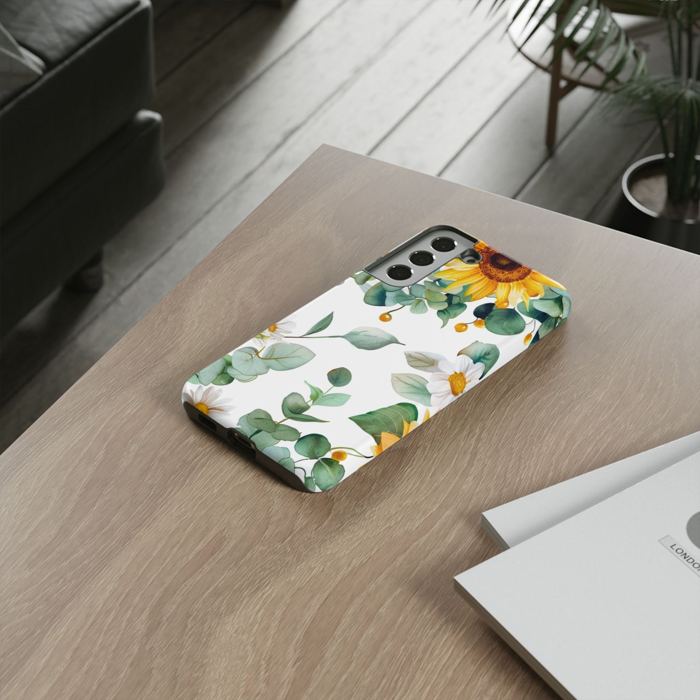 Sunflower & Eucalyptus Tough Phone Case — Protective Floral iPhone Case