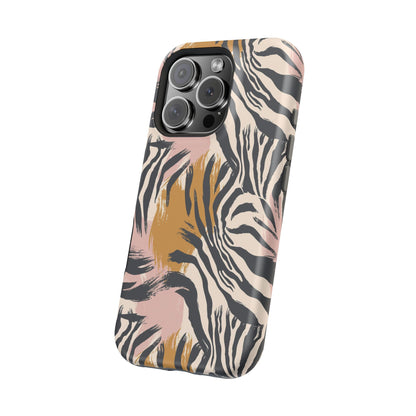 Zebra Brushstroke Magnetic Impact Phone Case,Africa Pattern
