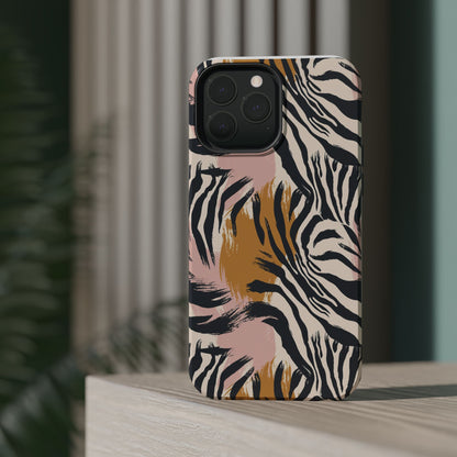 Zebra Brushstroke Magnetic Impact Phone Case,Africa Pattern