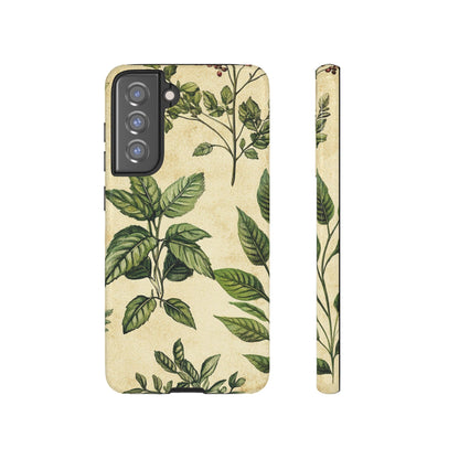 Botanical Leaves Tough Phone Case — Vintage Green Plant Print